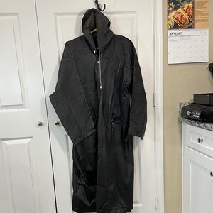 Classic Black Hooded Raincoat for Men
